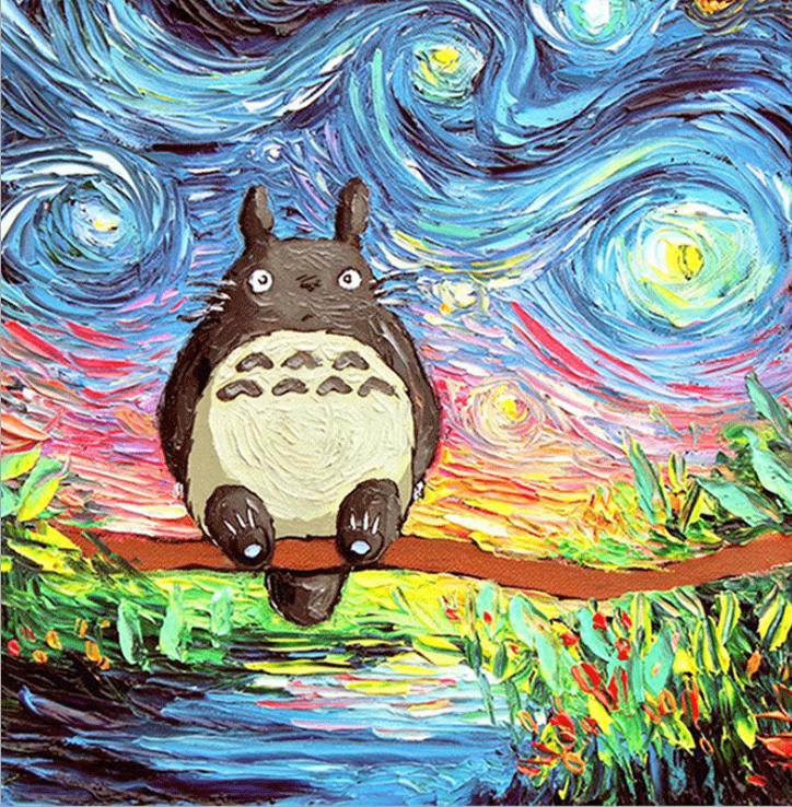 DIY 5D Diamond Painting Full Drill, My Neighbor Totoro Starry Sky 40x40cm Diamond Art Mosaic Crafts Embroidery Kits (Totoro)