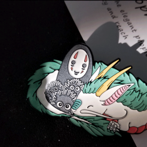 Glow in Dark ! Spirited Away Anime No Face Faceless Kanonashi Soot Sprites Enamel Pin Fashion Accessory for Lapels Denim Jacket Hat Bag Dress Shirt Backpack Clothing Gift Cosplay Costume