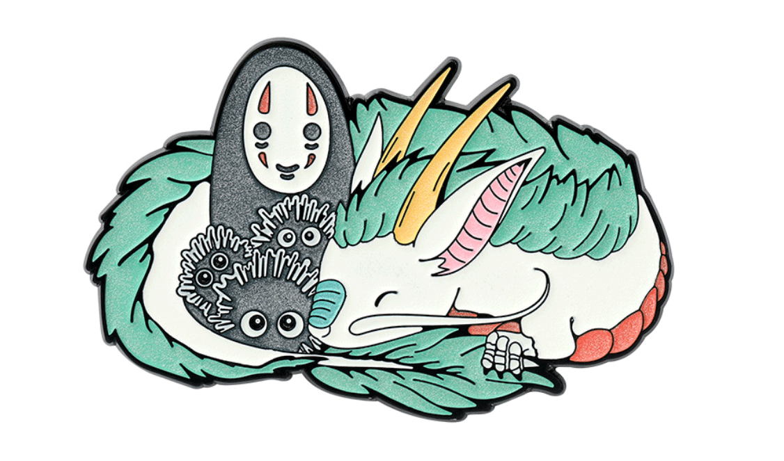 Glow in Dark ! Spirited Away Anime No Face Faceless Kanonashi Soot Sprites Enamel Pin Fashion Accessory for Lapels Denim Jacket Hat Bag Dress Shirt Backpack Clothing Gift Cosplay Costume